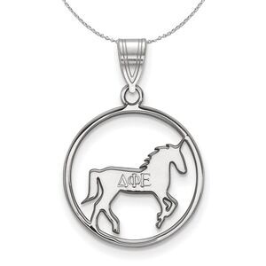 Sterling Silver Delta Phi Epsilon Medium Circle Necklace - 24 Inch